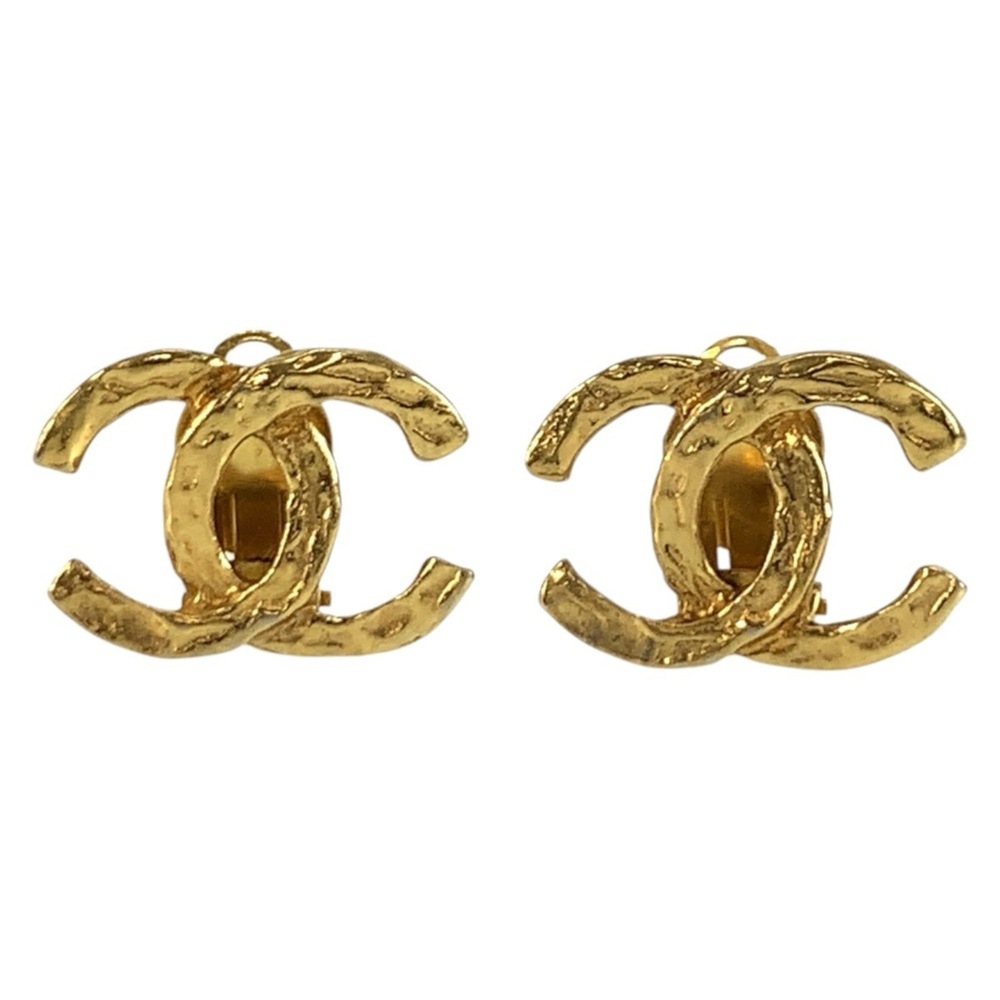 CHANEL Vintage Gold Logo Earrings